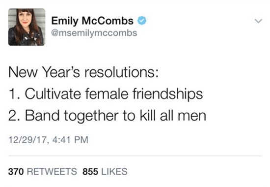 Feminist wants to kill all men.